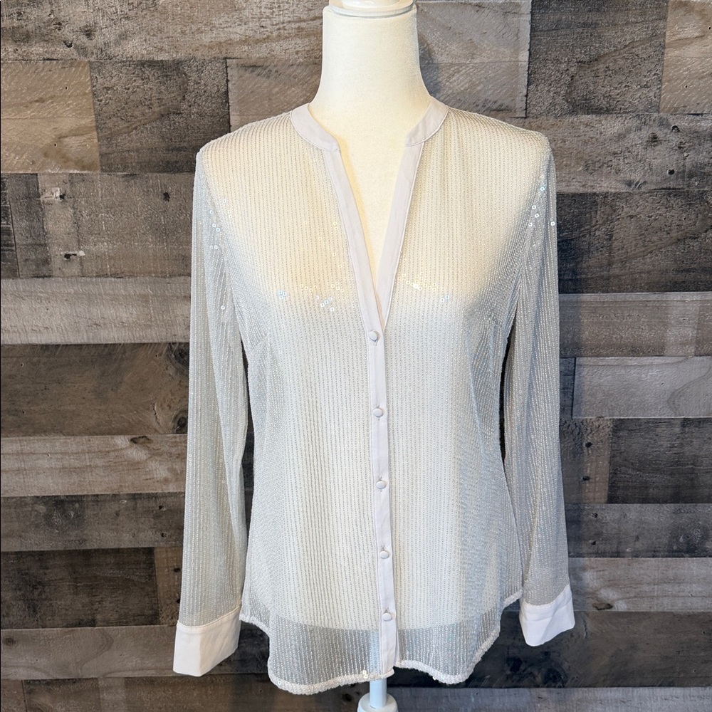 White House Black Market Long Sleeve Sequin Top Size S